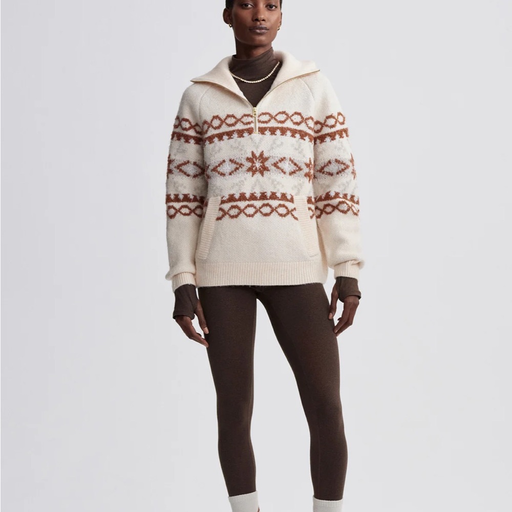 $198 Varley Cai Fair Isle Half-Zip Sweater
Size small